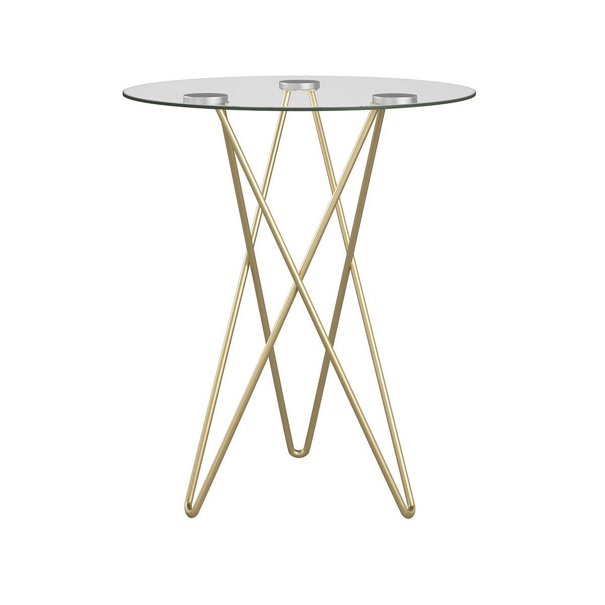 Geometric Clear Glass and Gold Round Table - Loft&Timber
