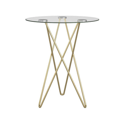 Geometric Clear Glass and Gold Round Table - Loft&Timber