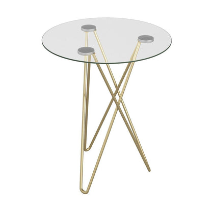 Geometric Clear Glass and Gold Round Table - Loft&Timber