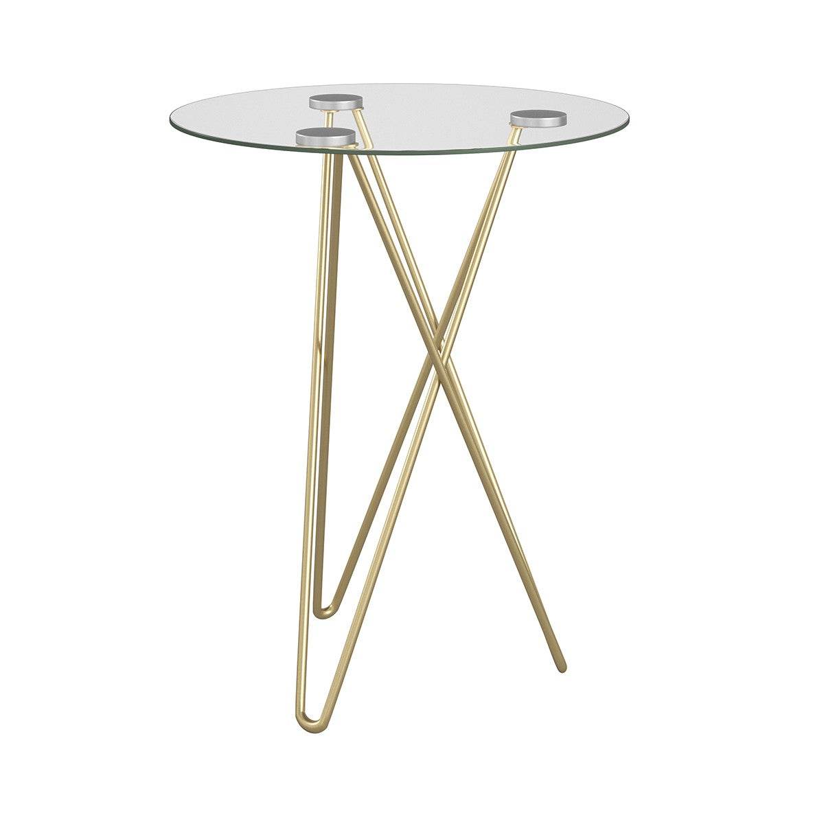 Geometric Clear Glass and Gold Round Table - Loft&Timber