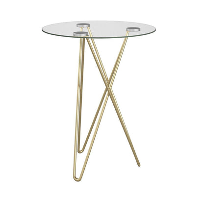 Geometric Clear Glass and Gold Round Table - Loft&Timber