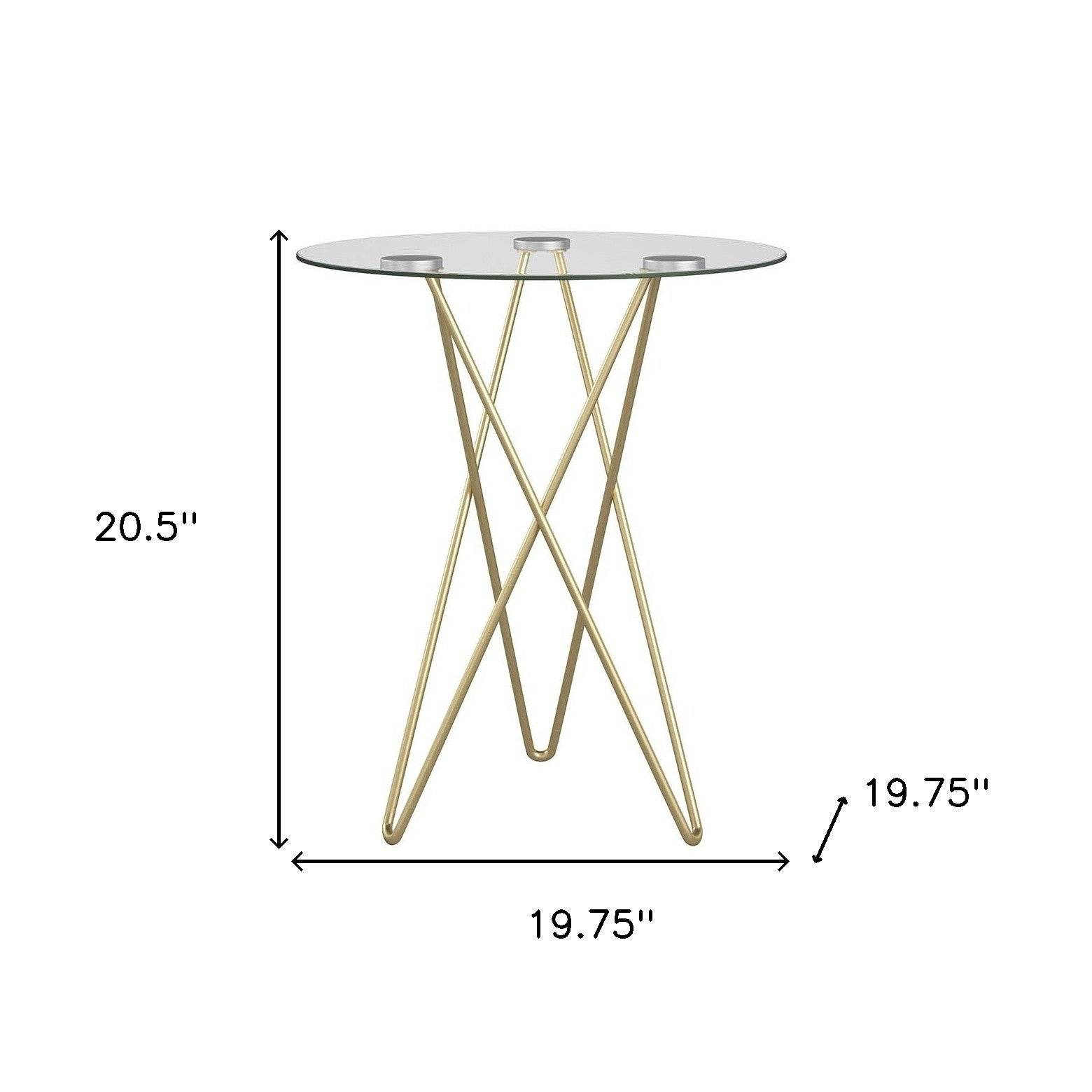 Geometric Clear Glass and Gold Round Table - Loft&Timber