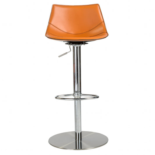 32" Terra Cotta And Silver Steel Swivel Low Back Bar Height Bar Chair - Loft&Timber
