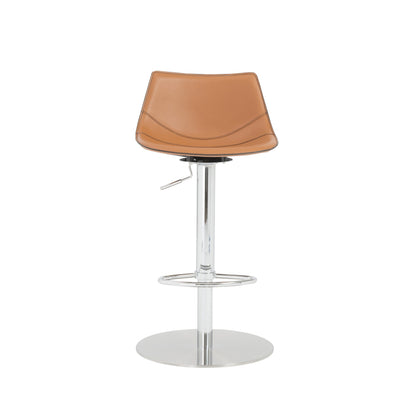 32" Terra Cotta And Silver Steel Swivel Low Back Bar Height Bar Chair - Loft&Timber