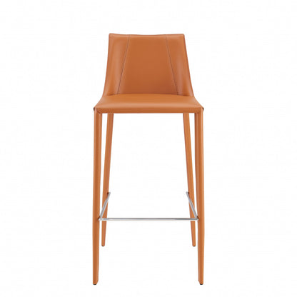 30" Terra Cotta Steel Low Back Bar Height Bar Chair - Loft&Timber