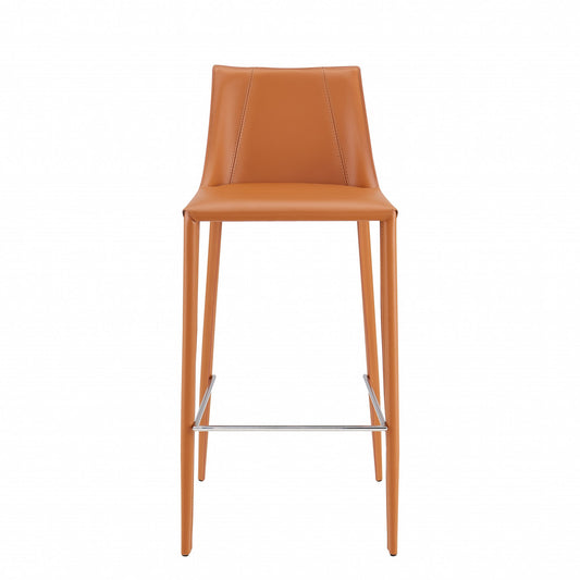 30" Terra Cotta Steel Low Back Bar Height Bar Chair - Loft&Timber