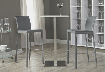 Set of Two 30" Gray Faux Leather and Steel Bar Height Bar Chairs - Loft&Timber