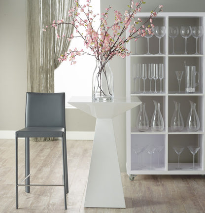 Set of Two 30" Gray Faux Leather and Steel Bar Height Bar Chairs - Loft&Timber
