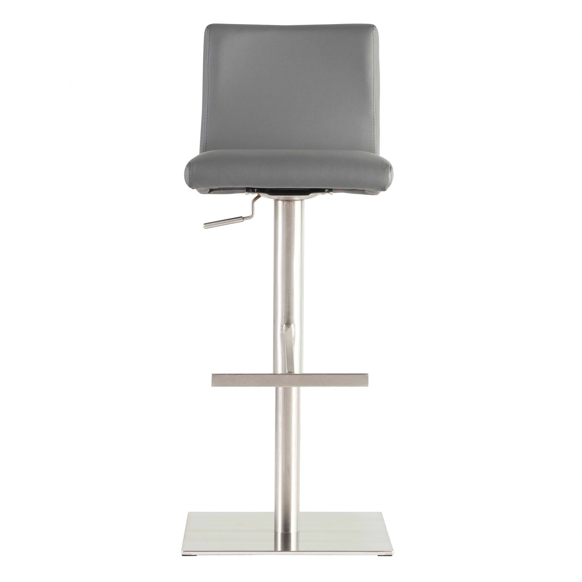 32" Gray And Silver Steel Swivel Low Back Bar Height Bar Chair - Loft&Timber