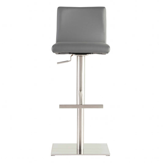 32" Gray And Silver Steel Swivel Low Back Bar Height Bar Chair - Loft&Timber
