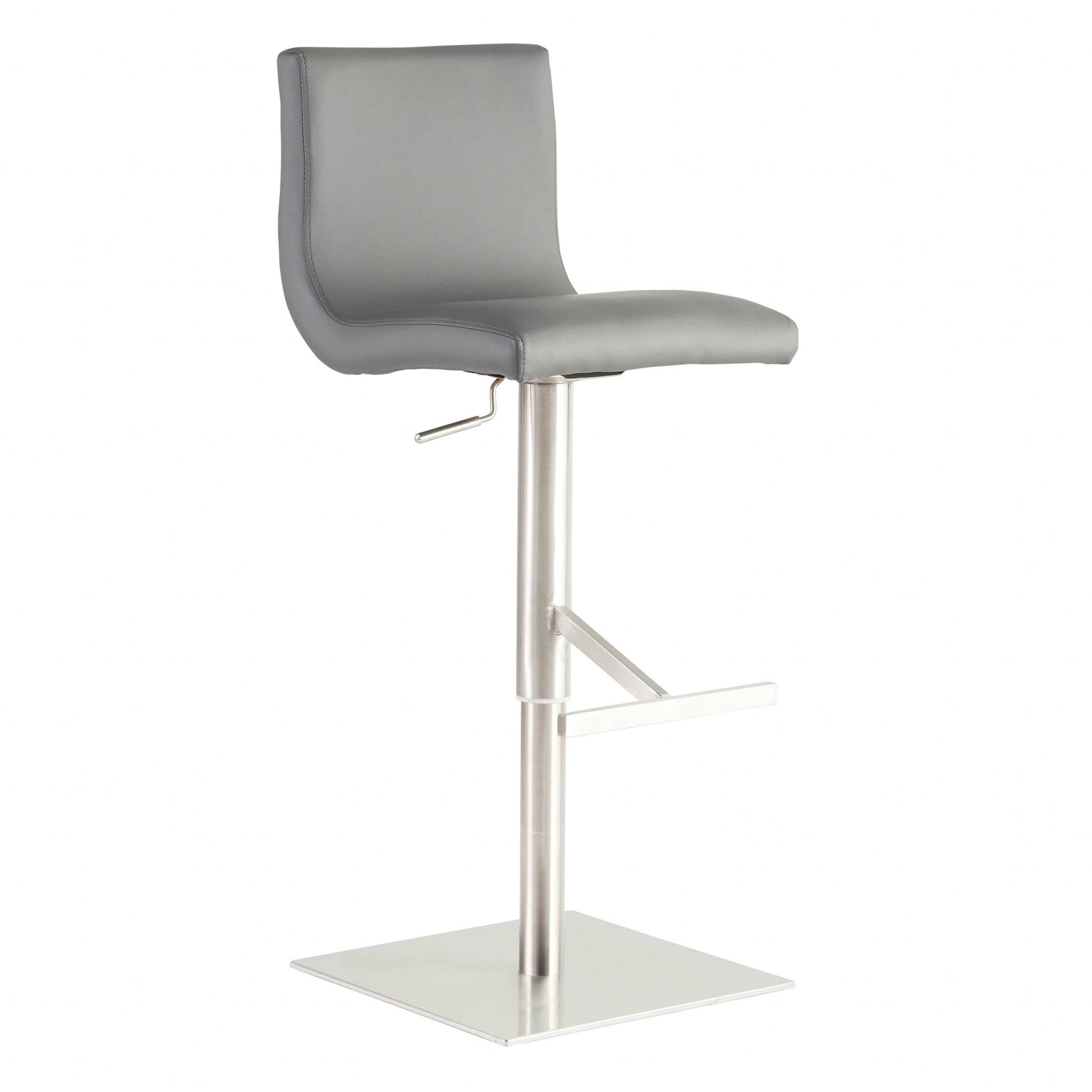 32" Gray And Silver Steel Swivel Low Back Bar Height Bar Chair - Loft&Timber