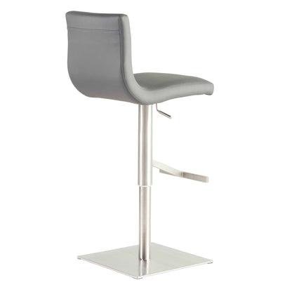 32" Gray And Silver Steel Swivel Low Back Bar Height Bar Chair - Loft&Timber