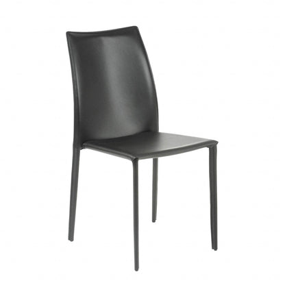 Set of Two Black Upholstered Faux Leather Dining Side Chairs - Loft&Timber
