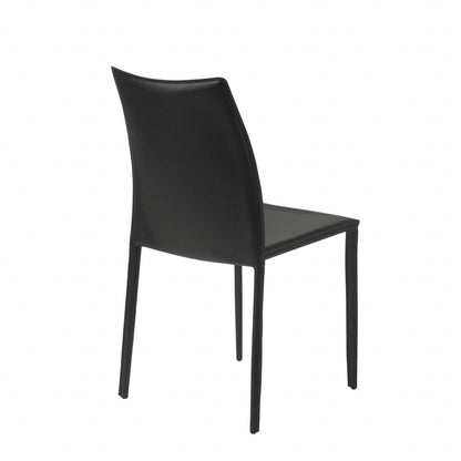 Set of Two Black Upholstered Faux Leather Dining Side Chairs - Loft&Timber
