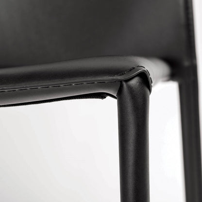 Set of Two Black Upholstered Faux Leather Dining Side Chairs - Loft&Timber