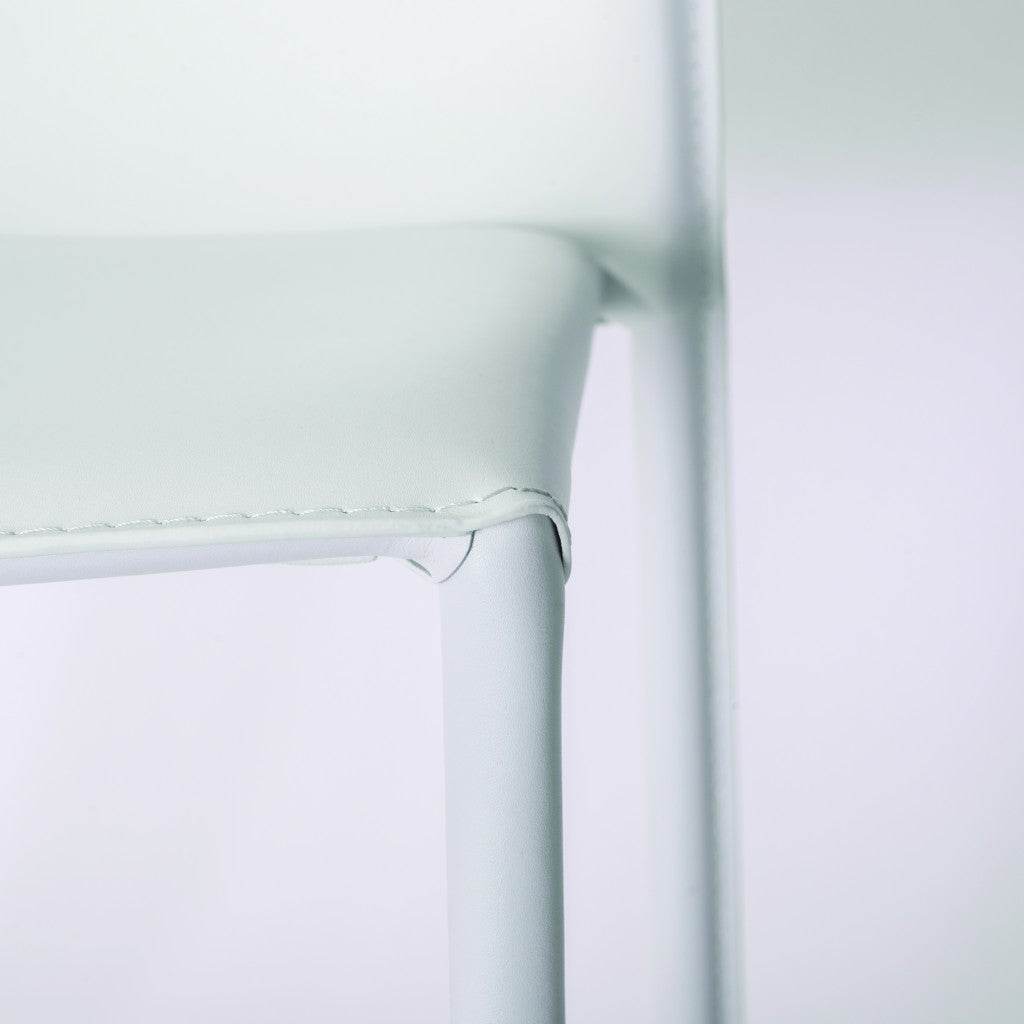 Set of Two White Upholstered Leather Dining Side Chairs - Loft&Timber