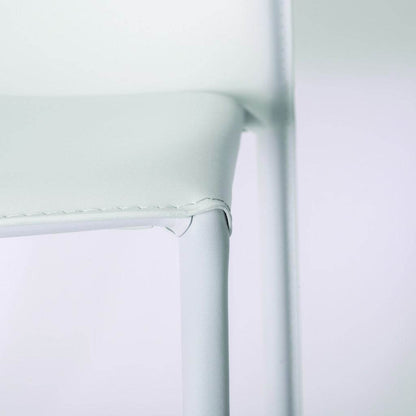 Set of Two White Upholstered Leather Dining Side Chairs - Loft&Timber