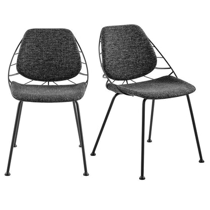 Set of Two Black Upholstered Fabric Dining Side Chairs - Loft&Timber