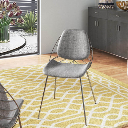Set of Two Light Gray And Black Upholstered Fabric Dining Side Chairs - Loft&Timber