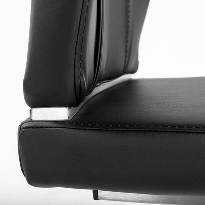 Set of Two Black and Silver Upholstered Leather Dining Side Chairs - Loft&Timber