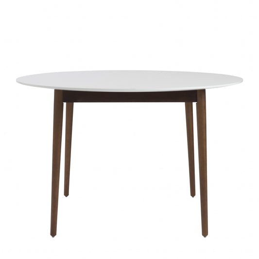 47" White And Brown Rounded Dining Table - Loft&Timber