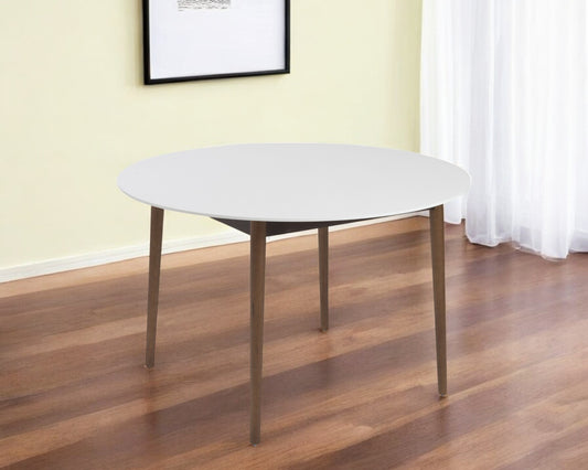 47" White And Brown Rounded Dining Table - Loft&Timber