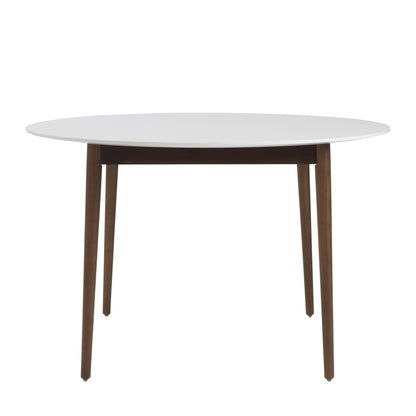 47" White And Brown Rounded Dining Table - Loft&Timber