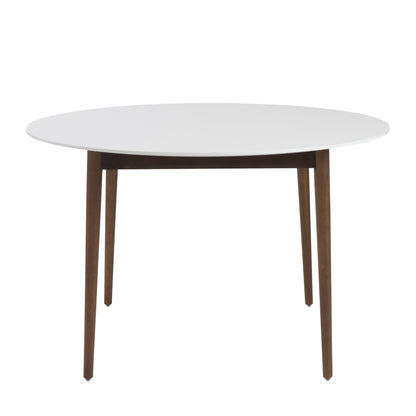 47" White And Brown Rounded Dining Table - Loft&Timber