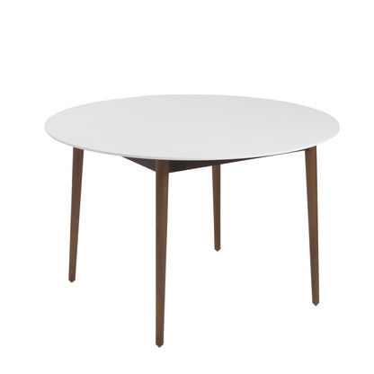 47" White And Brown Rounded Dining Table - Loft&Timber