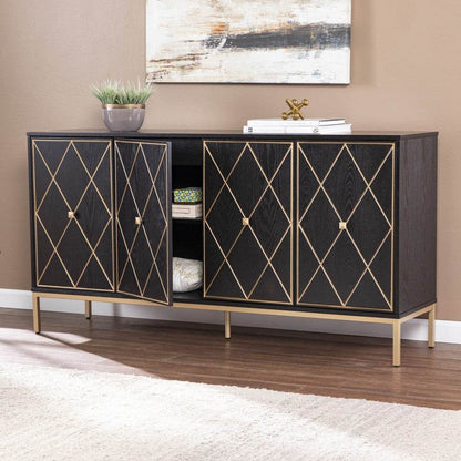 Black and Gold Harlequin Sideboard Storage Cabinet - Loft&Timber