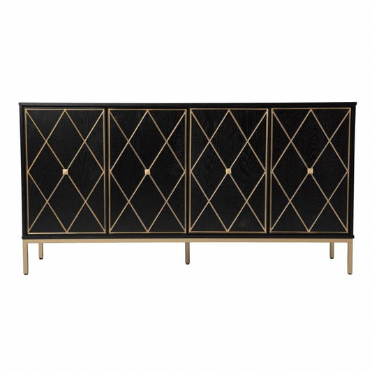 Black and Gold Harlequin Sideboard Storage Cabinet - Loft&Timber