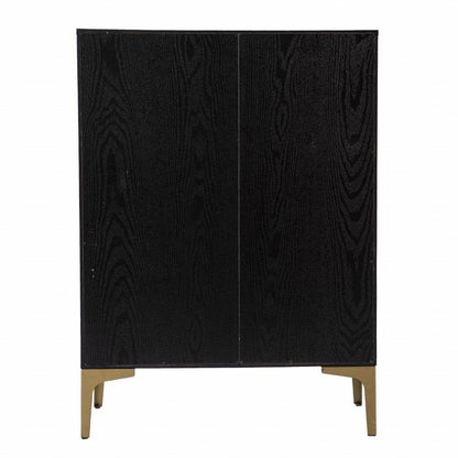 Modern Rustic Black Gold and Faux Rattan Bar Cabinet - Loft&Timber