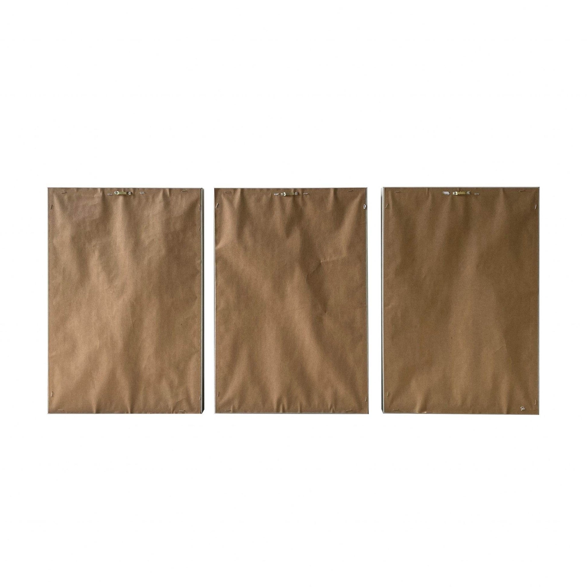 Set Of Three Blues and Grays Abstract Framed Canvas Wall Art Floater Frame Graphic Art Wall Art - Loft&Timber