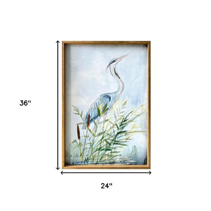 Stunning Heron Wooden Framed Canvas Wall Art Picture Frame Graphic Art Wall Art - Loft&Timber