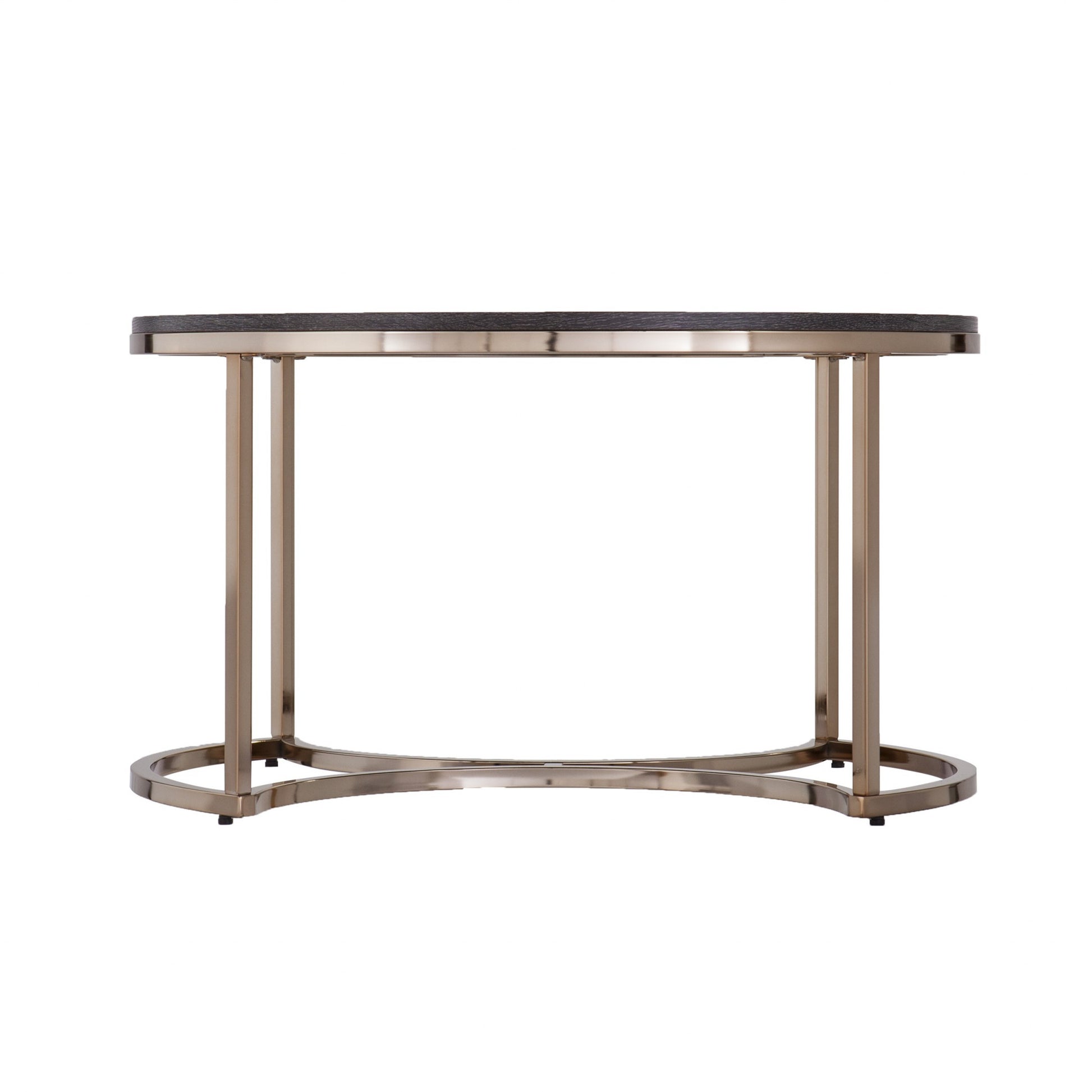 32" Champagne And Charcoal Manufactured Wood And Metal With Iron Round Coffee Table - Loft&Timber