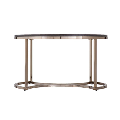32" Champagne And Charcoal Manufactured Wood And Metal With Iron Round Coffee Table - Loft&Timber