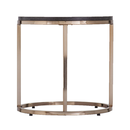 32" Champagne And Charcoal Manufactured Wood And Metal With Iron Round Coffee Table - Loft&Timber