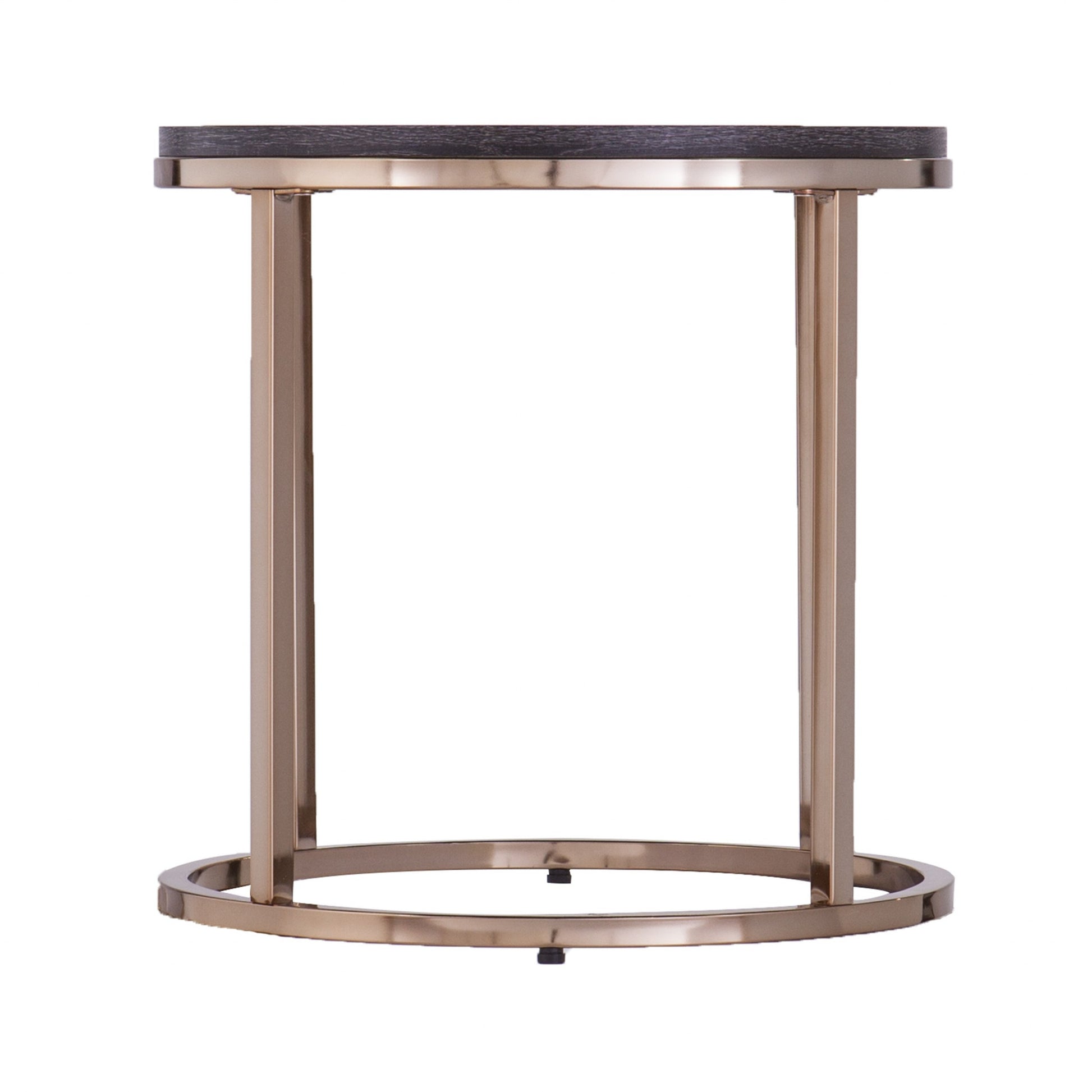32" Champagne And Charcoal Manufactured Wood And Metal With Iron Round Coffee Table - Loft&Timber