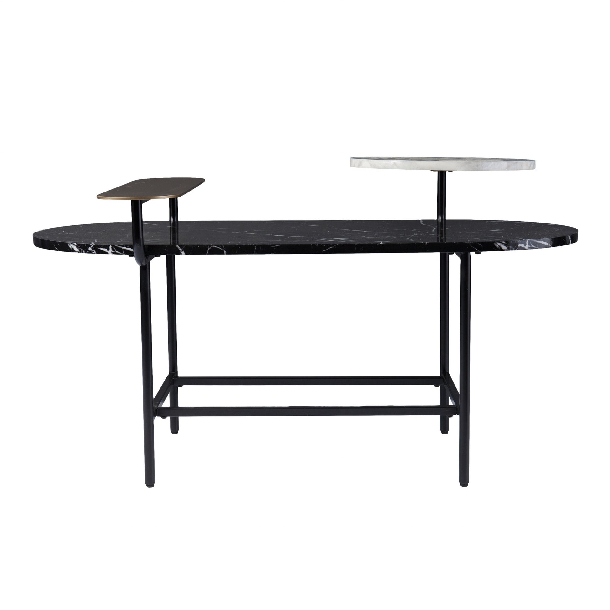 42" Black Faux Marble And Metal With Iron Coffee Table - Loft&Timber