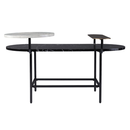 42" Black Faux Marble And Metal With Iron Coffee Table - Loft&Timber
