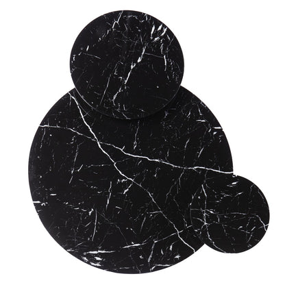 43" Black Faux Marble And Metal With Iron Round Coffee Table - Loft&Timber