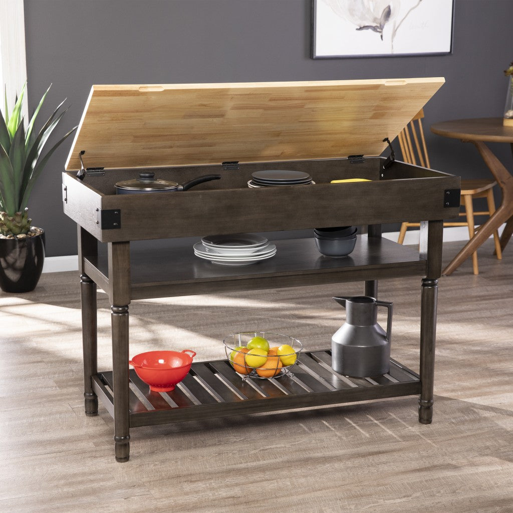 Brown and Natural 48" Kitchen Island With Storage - Loft&Timber