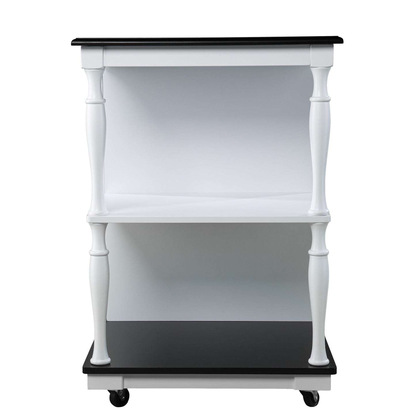 Black and White and Black 39" Rolling Kitchen Island With Storage - Loft&Timber