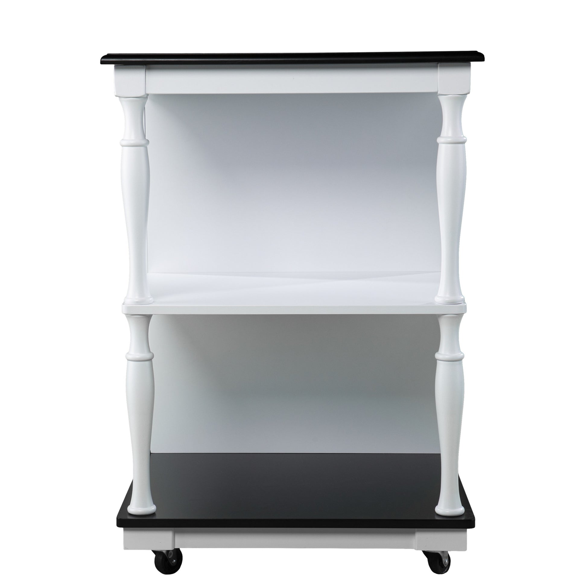 Black and White and Black 39" Rolling Kitchen Island With Storage - Loft&Timber