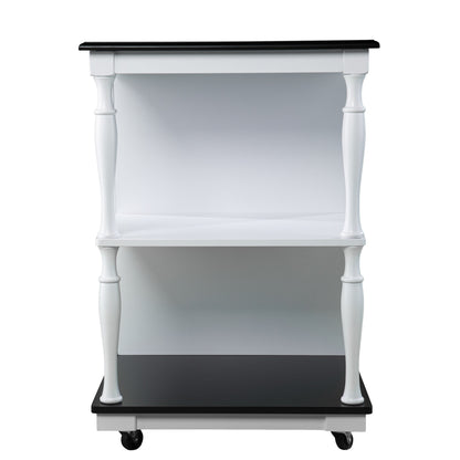 Black and White and Black 39" Rolling Kitchen Island With Storage - Loft&Timber