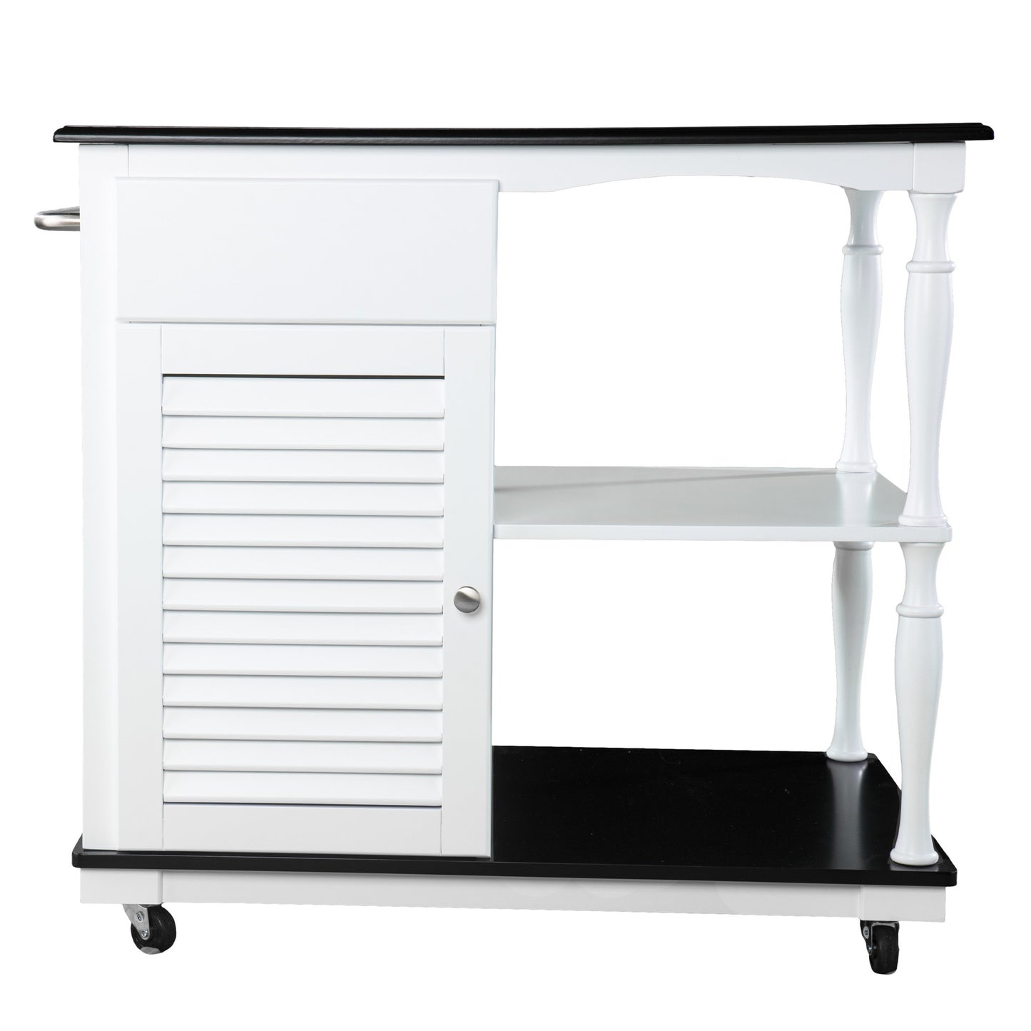 Black and White and Black 39" Rolling Kitchen Island With Storage - Loft&Timber