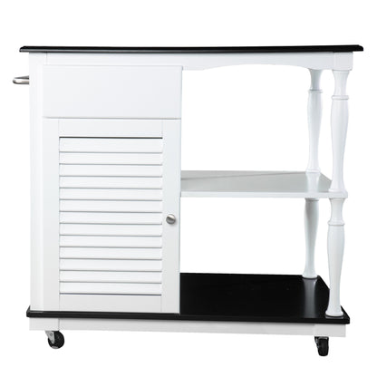 Black and White and Black 39" Rolling Kitchen Island With Storage - Loft&Timber