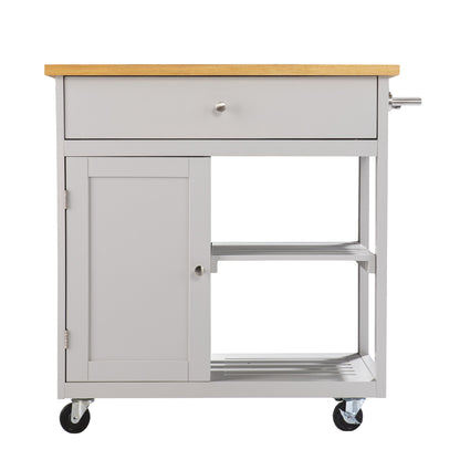 Gray and Natural 35" Rolling Kitchen Island With Storage - Loft&Timber