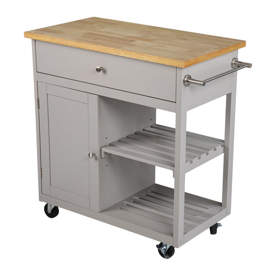 Gray and Natural 35" Rolling Kitchen Island With Storage - Loft&Timber