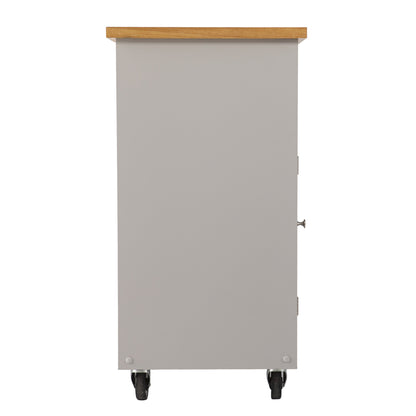 Gray and Natural 35" Rolling Kitchen Island With Storage - Loft&Timber